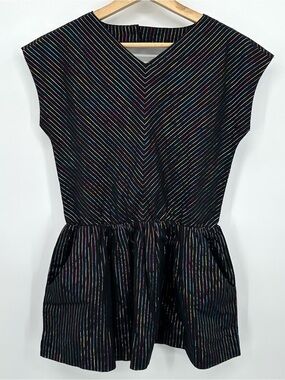 Tea Collection Girls Dress‎ Size 10 Black Multicolored Rainbow Stripe Party NEW
